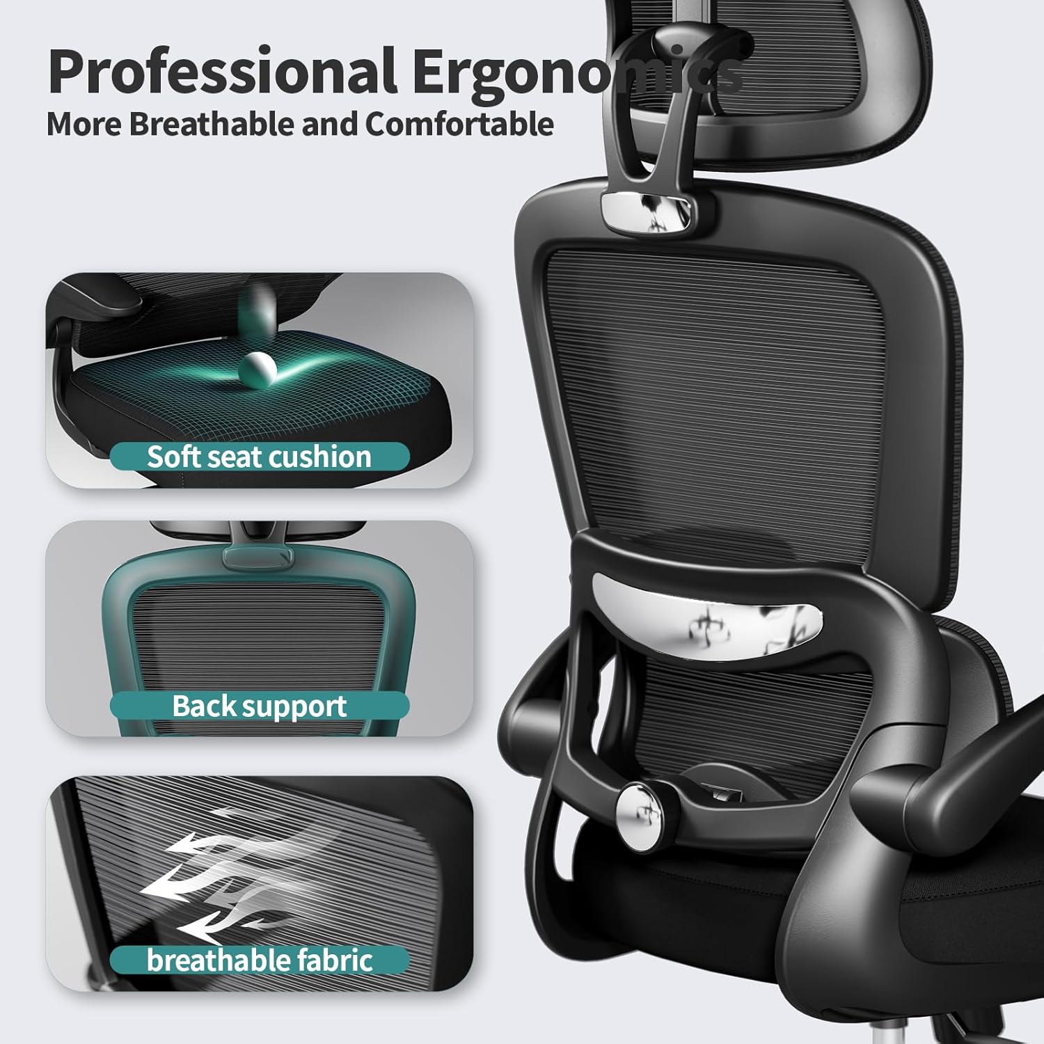 TRALT Office Chair Ergonomic Desk Chair, 330 LBS Home Mesh Office Desk Chairs with Wheels, Comfortable Gaming Chairs Black, Pack of 6