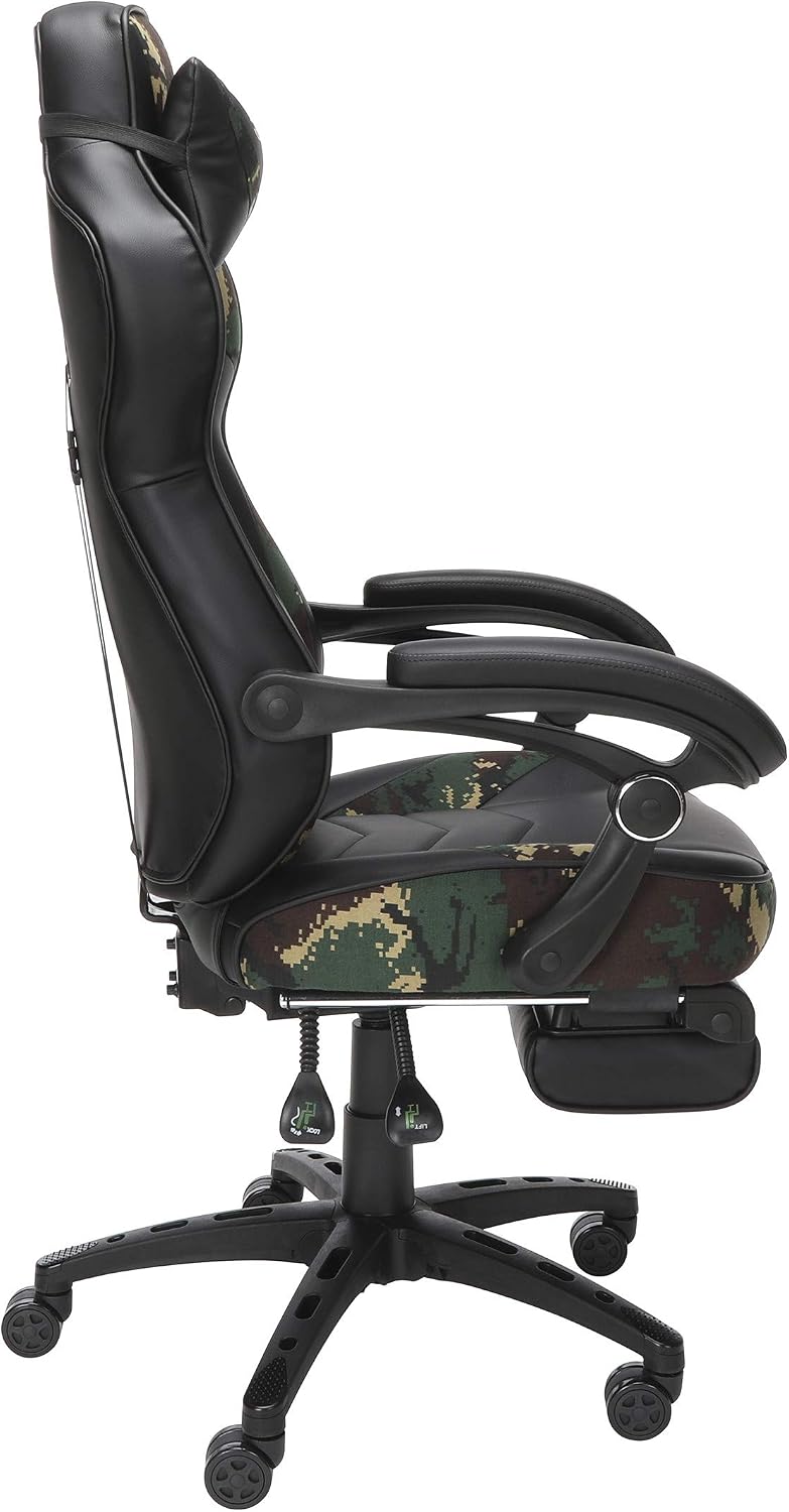 RESPAWN 110 Ergonomic Gaming Chair with Footrest Recliner - Racing Style High Back PC Computer Desk Office Chair - 360 Swivel, Adjustable Lumbar Support, Headrest Pillow, Padded Armrests - 2019 Camo