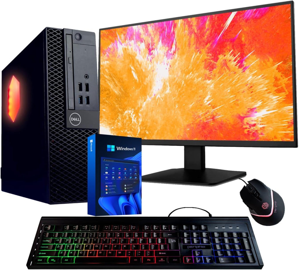 Dell Optiplex Computer PC w/RGB Lighting | Windows 11 Pro | Ultra Fast Intel i5-8500 | 16GB RAM 1TB SSD | Renewed 22' LCD | Home or Office Computer | 5G WiFi + BT (Renewed)