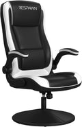 RESPAWN 800 Swivel Rocker Gaming Chair - Ergonomic Floor Gaming Seat with Lumbar Support, Flip Up Armrest, High Back, Pedestal Base, Comfortable No Wheels Console Video Game Rocker Chair - White