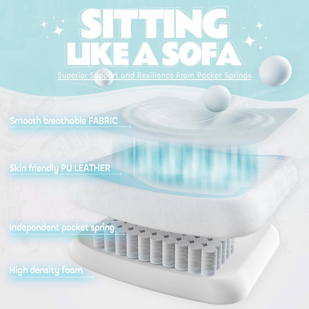 Gaming Chair Cute with Cat Ears Paw Lumbar and Cushion,Ergonomic Computer Chair with Footrest,Reclining PC Game Chair for Girl Computer Chair 300lbs for Adult Aqua Blue