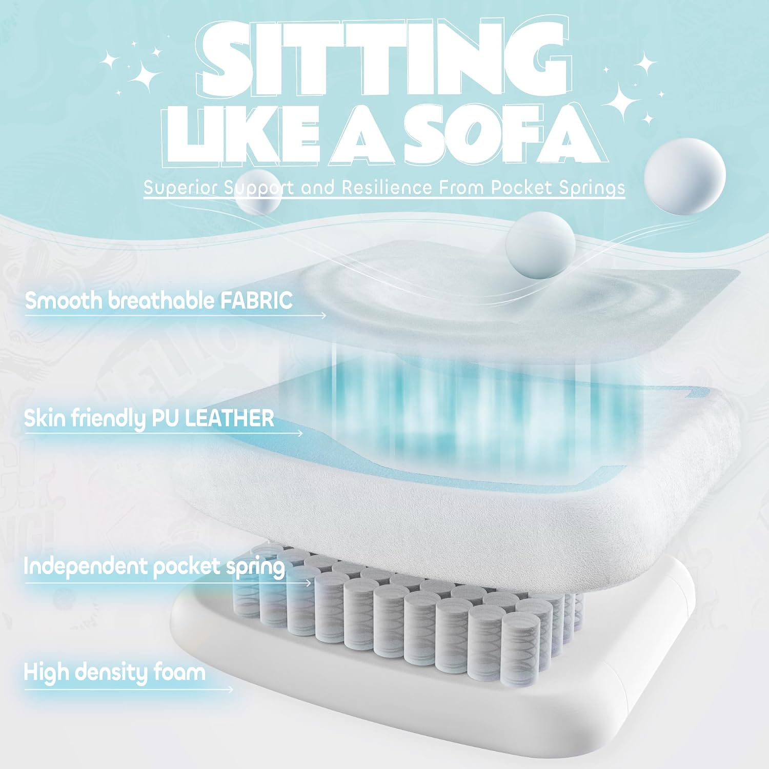 Gaming Chair Cute with Cat Ears Paw Lumbar and Cushion,Ergonomic Computer Chair with Footrest,Reclining PC Game Chair for Girl Computer Chair 300lbs for Adult Aqua Blue