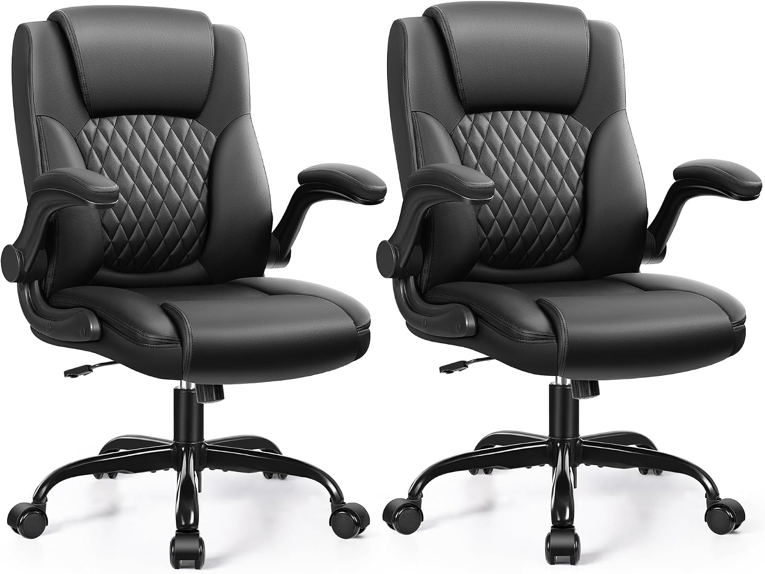 Leather Office Chair, PU Home Computer Desk Chairs with Ergonomic Back Support, 360°Swivel Free，Small Gaming Chair with Wheels and Adjustable Armrests, for Short People Use