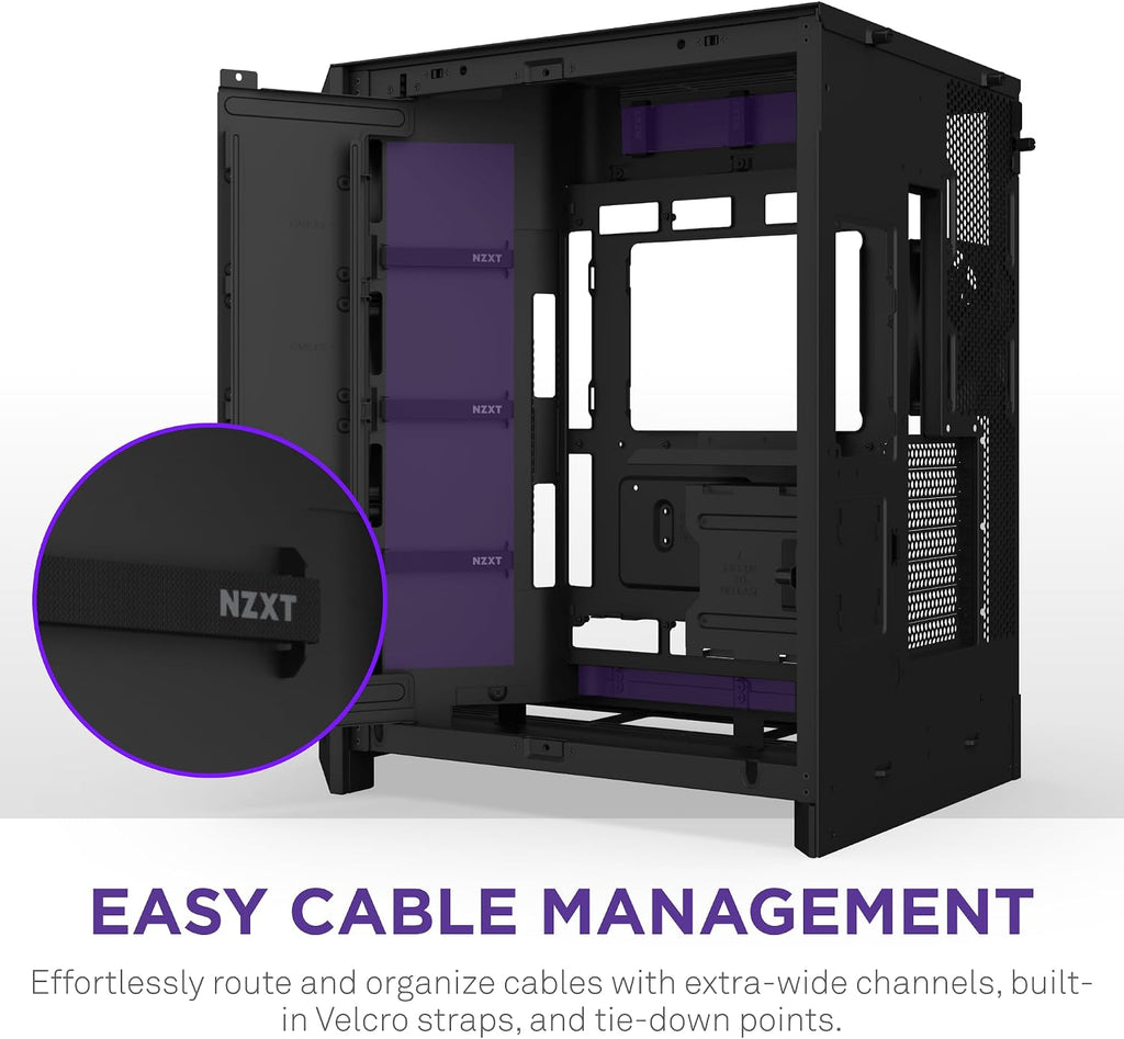 NZXT H9 Flow (2025) – Large Dual-Chamber ATX Mid-Tower Airflow PC Case – Includes 3 x 140mm & 1 x 120mm Fans – 420mm Radiator Support – Tempered Glass – Back-Connect Ready – Black