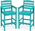 SERWALL Tall Adirondack Chairs Set of 2, Oversize Balcony Adirondack Chairs Set, Outdoor Bar Height Barstools Widened Chair Set for Bistro, Poolside, Garden, Aruba