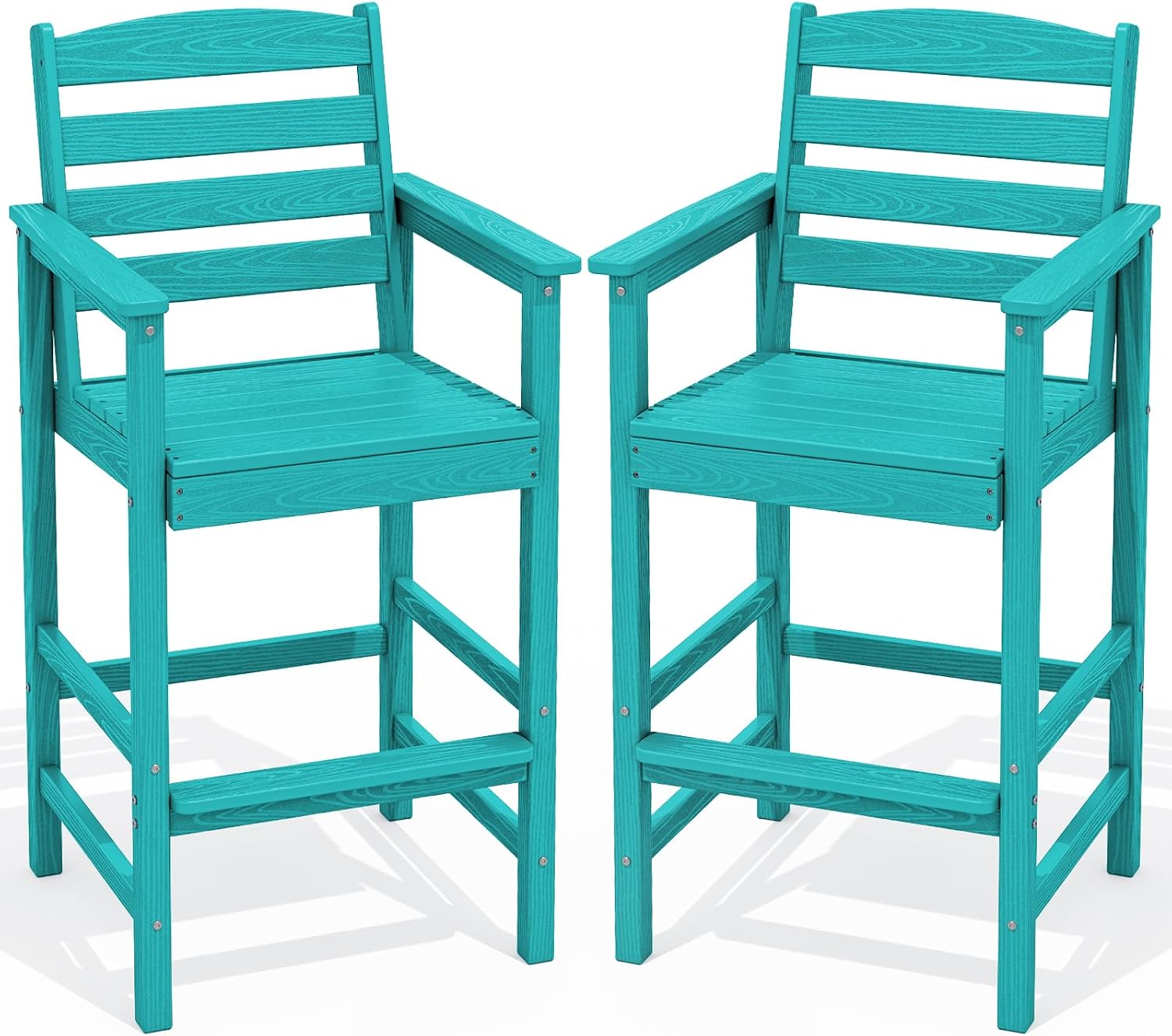 SERWALL Tall Adirondack Chairs Set of 2, Oversize Balcony Adirondack Chairs Set, Outdoor Bar Height Barstools Widened Chair Set for Bistro, Poolside, Garden, Aruba