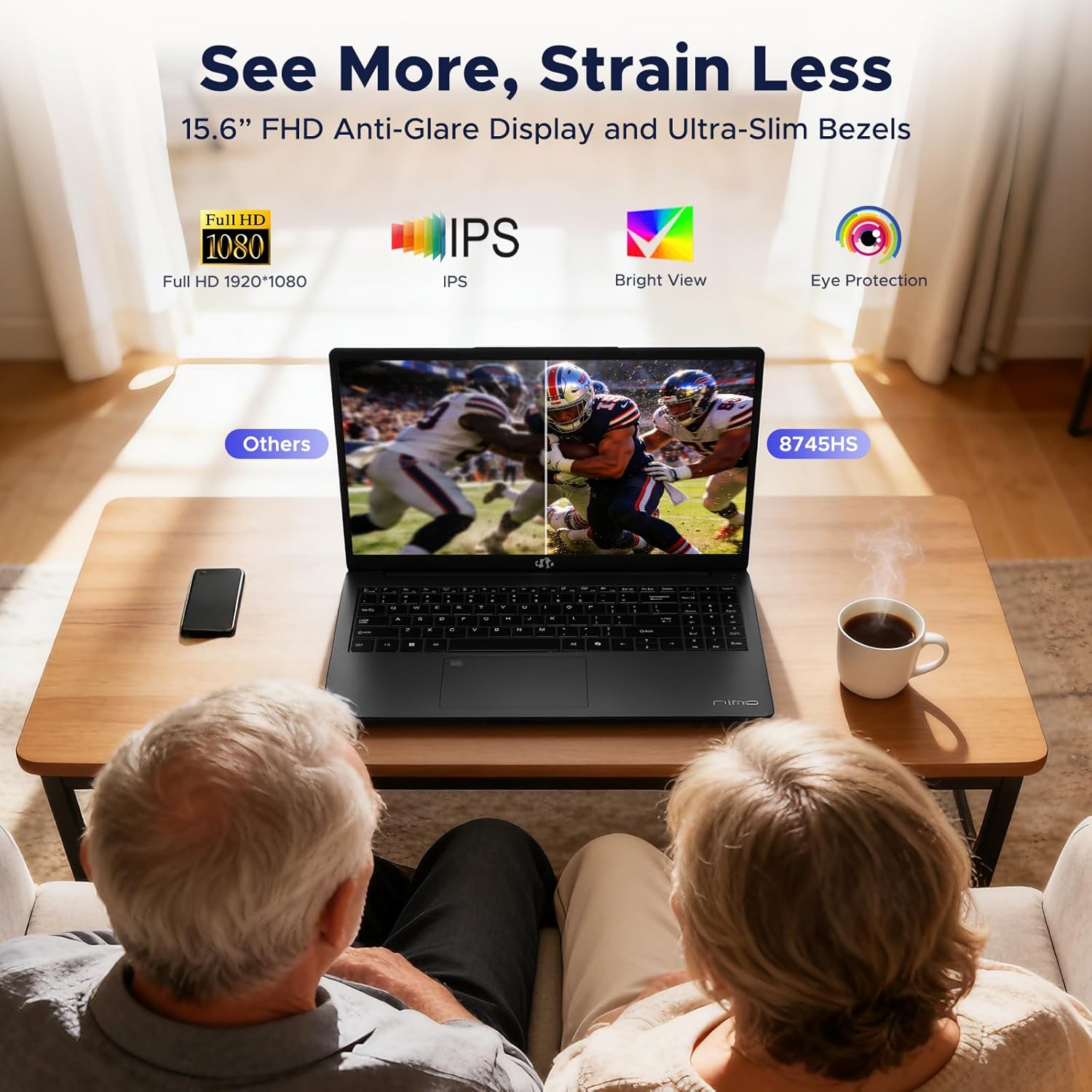 NIMO 15.6' IPS FHD-Gaming-Laptop, 8 Cores AMD Ryzen 7 Pro 6850U 32GB LPDDR5 RAM 1TB SSD (Beat i7-1360P Up to 4.7GHz) AMD Radeon 680M GPU 100W Type-C Fingerprint Backlit Keyboard, for Business