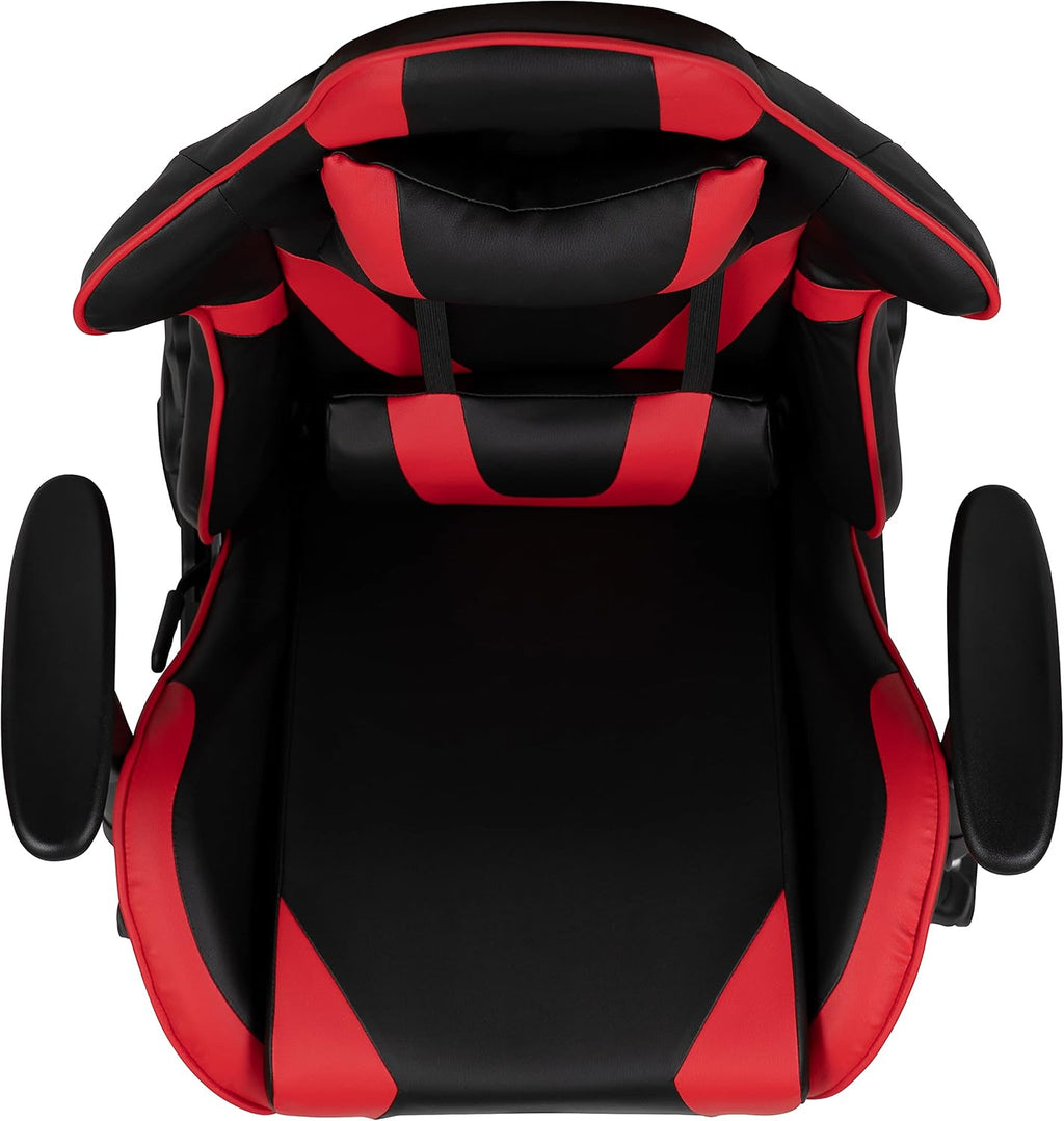 Flash Furniture X20 Fully Reclining LeatherSoft Racing Style Gaming Chair with and Lumbar Pillows, Ergonomic Padded Swivel Computer Chair, Red/Black