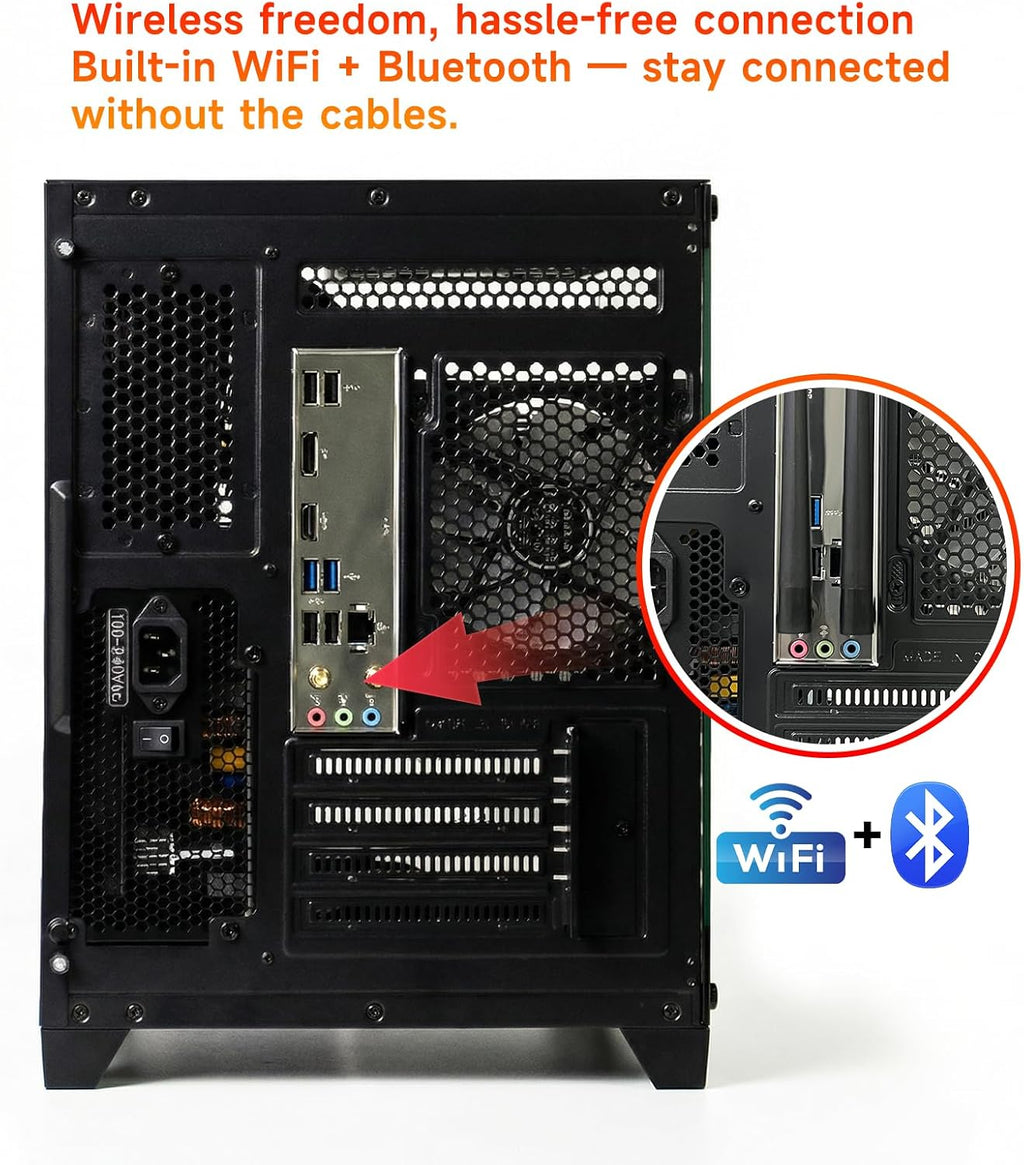 ALCPOK Gaming PC Desktop, AMD Ryzen 7 5700G 3.8GHz, 16GB DDR4 3200MHz RAM, 1TB NVMe SSD, 550W Bronze Power Supply, ARGB Fans,Tower Computer for Office,Photo Editing