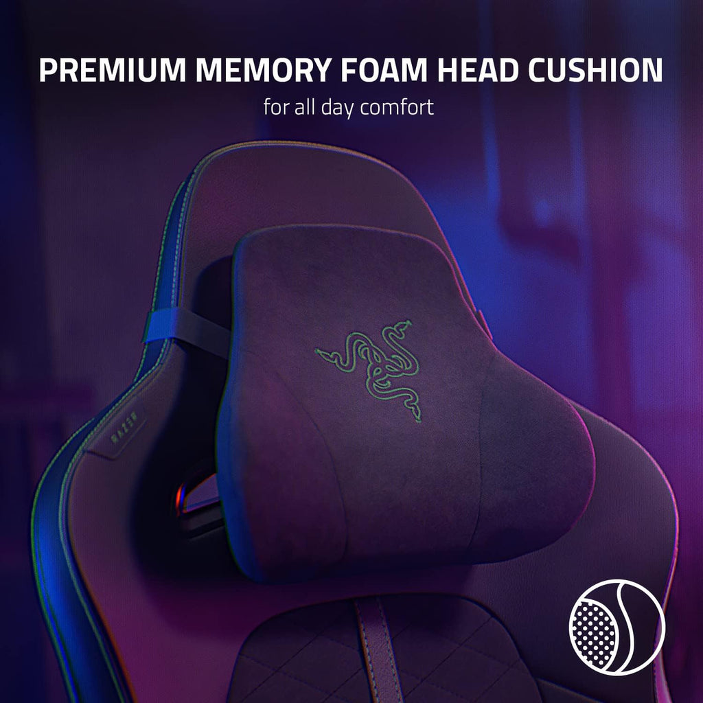 Razer Enki Gaming Chair: All-Day Comfort - Built-in Lumbar Arch - Optimized Cushion Density - Dual-Textured, Eco-Friendly Synthetic Leather - Reactive Seat Tilt & 152-Degree Recline - Black/Green