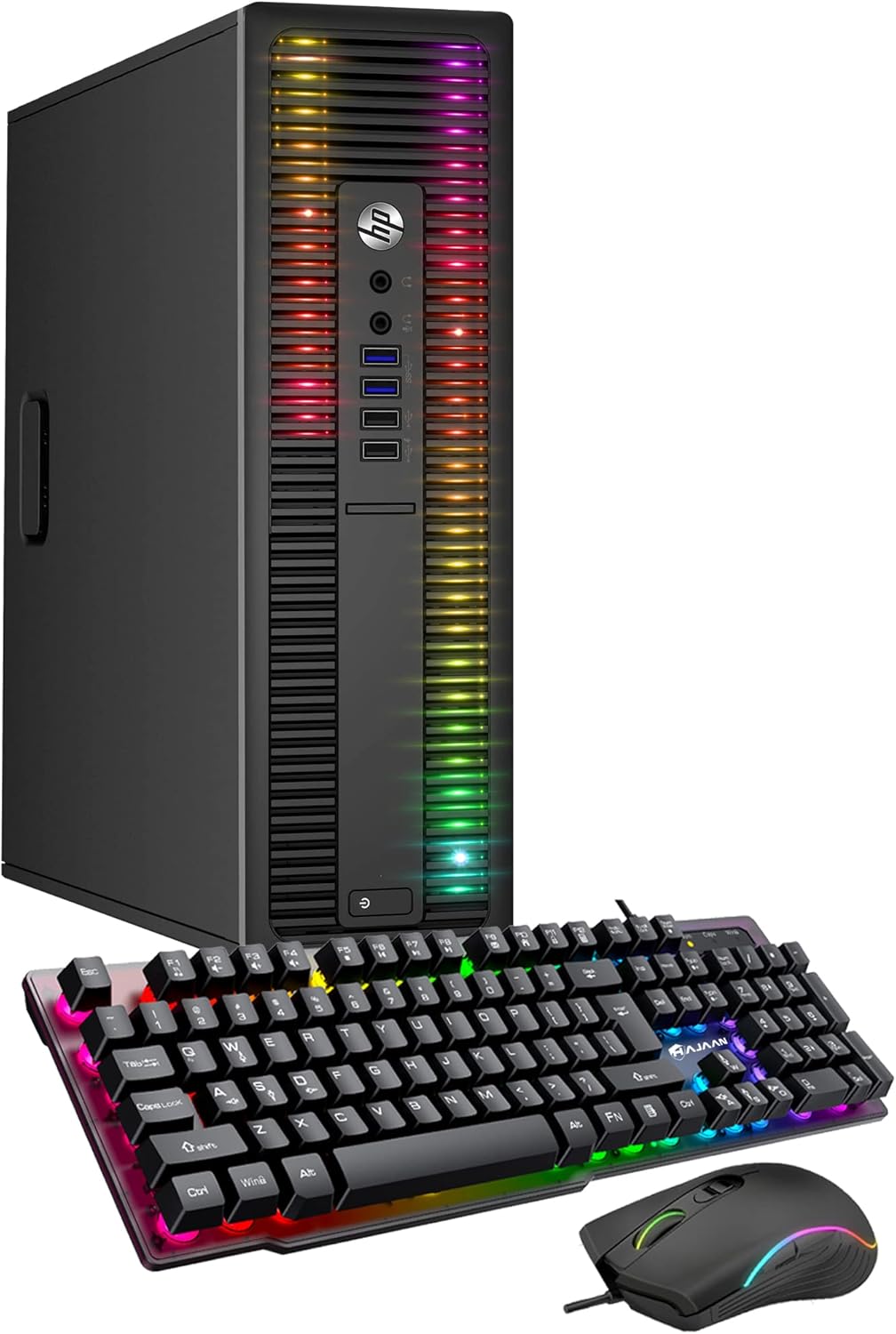 HP EliteDesk Desktop RGB Lights Computer AMD A-Series Processor 16 GB RAM, 256 GB SSD, Windows 11 64-bit, Wi-Fi, Gaming PC Keyboard & Mouse (Renewed)