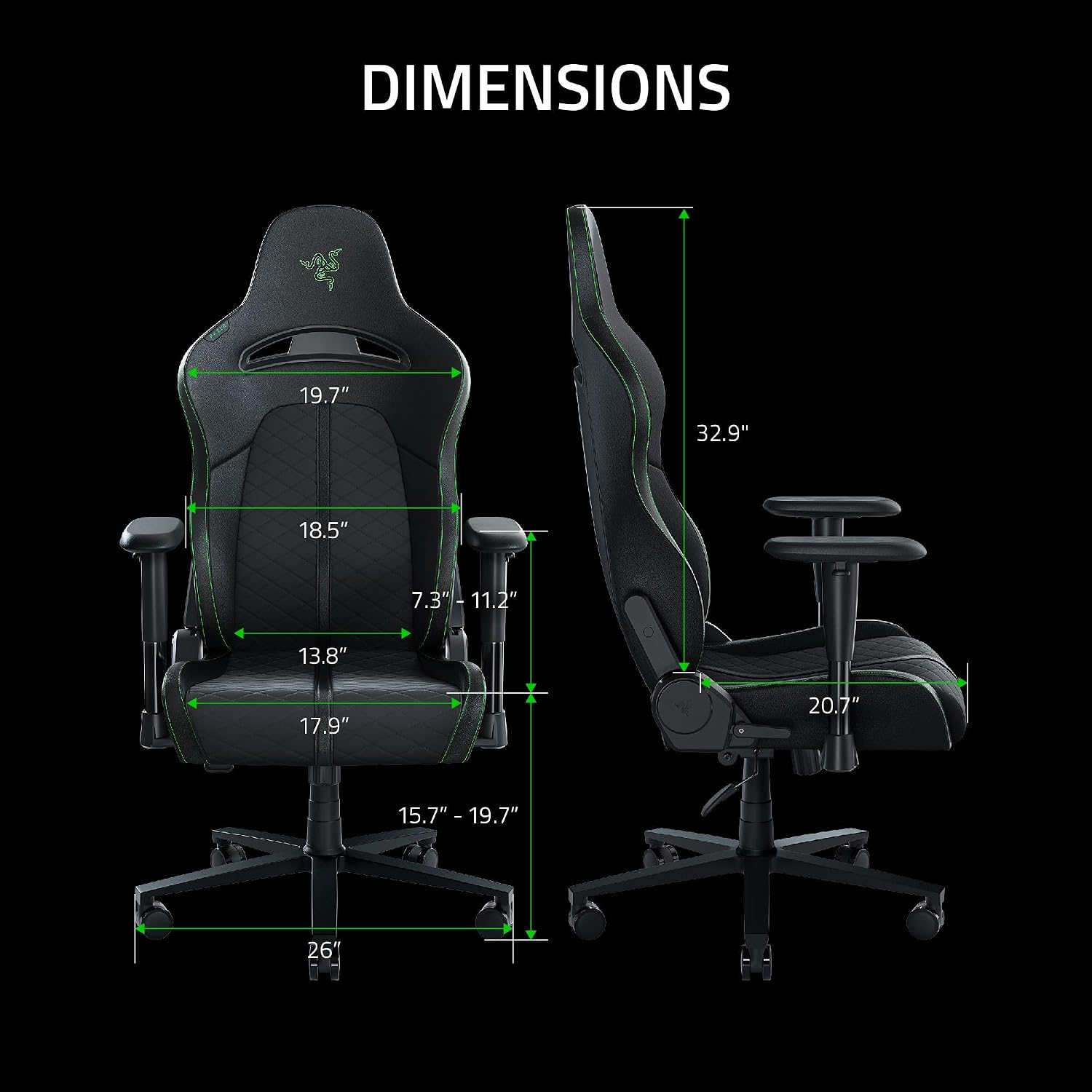 Razer Enki X Essential Gaming Chair + Freyja HD Haptic Gaming Chair Cushion: All-Day Comfort - Built-in Lumbar Arch - Optimized Cushion Density - Dual-Textured, Eco-Friendly Synthetic Leather