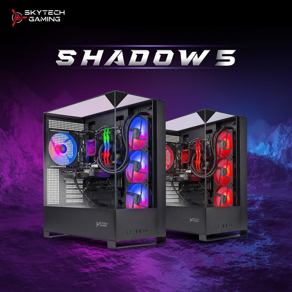Skytech Gaming Shadow 5 Gaming PC, AMD Ryzen 7 7700 3.8GHz, NVIDIA RTX 5070 12GB VRAM, 1TB NVMe SSD, 32GB DDR5 RAM 6000, 750W Gold PSU, 360 ARGB AIO, WI-FI 5, Windows 11, Desktop