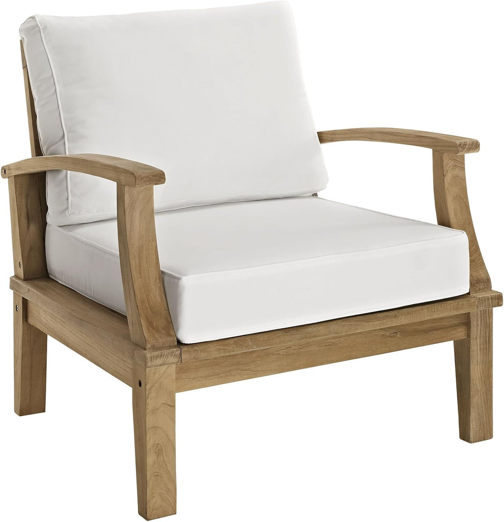 Modway Outdoor 3-Piece Marina Patio Teak Sofa Set, Natural White
