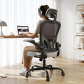 Synorla Office Chair Ergonomic Desk Chair, 330LBS Capacity, High Back Computer Design for Long Hours Comfort, Rolling Swivel Executive Task for Home Office with Flip-up Armrests, Black Grey