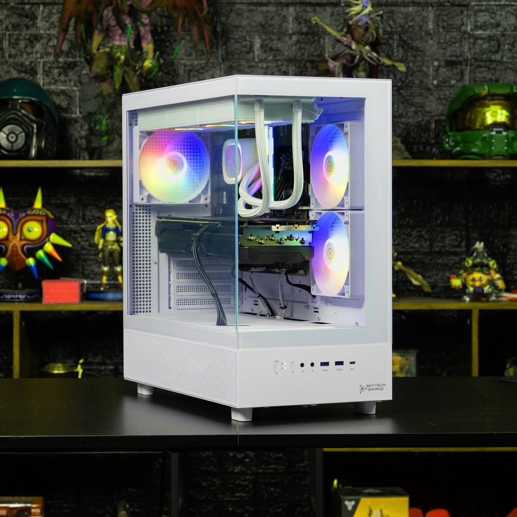 Skytech Gaming Azure 3 Gaming PC, AMD Ryzen 7 7800X3D 4.2GHz, NVIDIA RTX 5060 Ti 16GB VRAM, 1TB Gen4 NVMe SSD, 16GB DDR5 RAM 6000, 650W Gold PSU, 360 ARGB AIO, WI-FI 5, Windows 11, Desktop
