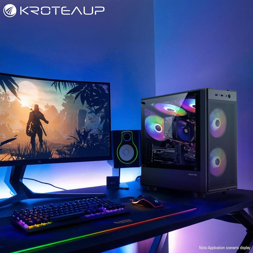 Gaming PC Computer Desktop, Ryzen 5 6-core up to 4.2GHz, RTX 2060 6G, 16GB DDR4, 512GB SSD, WiFi 6, RGB Fan x5, Prebuilt Windows 11 Home Tower Computers