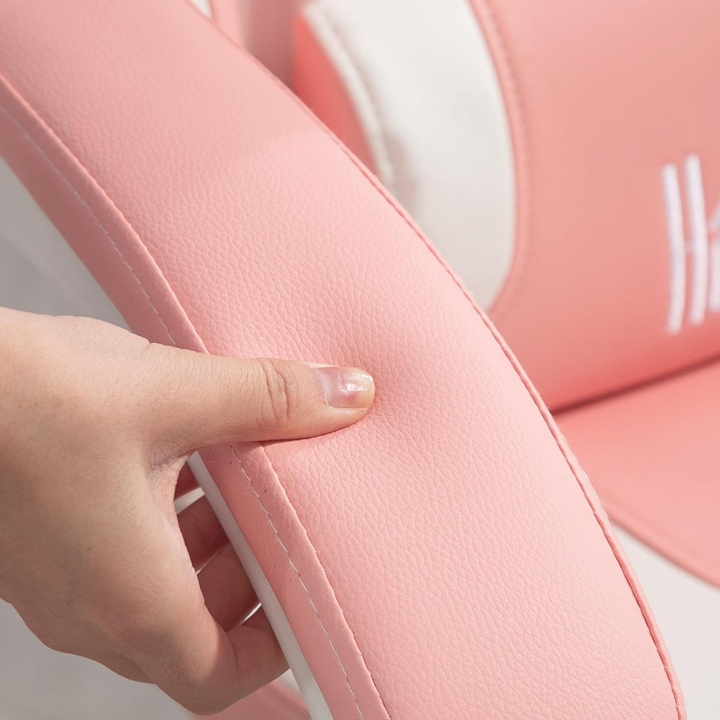 HOMCOM Racing Gaming Chair with Cat Ears, Reclining Faux Leather Computer Chair with Footrest, Lumbar Support and Headrest, Height Adjustable Gamer Chair with Swivel Seat and Wheels, Pink