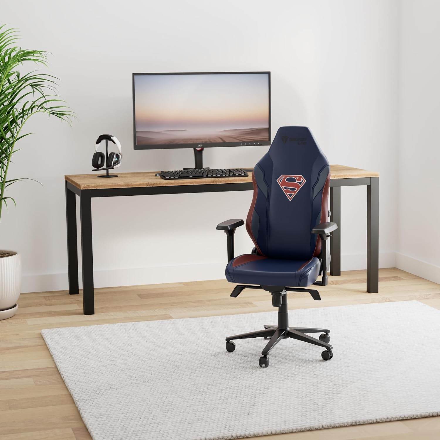Secretlab Titan Evo Superman Gaming Chair - Reclining - Ergonomic & Comfortable Computer Chair with 4D Armrests - Magnetic Head Pillow & 4-Way Lumbar Support - Blue/Red - Leatherette