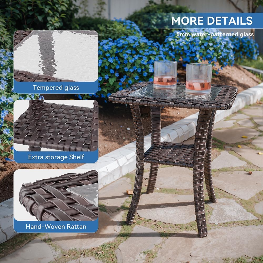 Kurapika 7-Piece Patio Furniture Set, Wicker Thick-Backed Outdoor Swivel Rocking Chair, Includes Coffee Table and Thick Cushions, Conversation Set for Porch,Patio, Sand