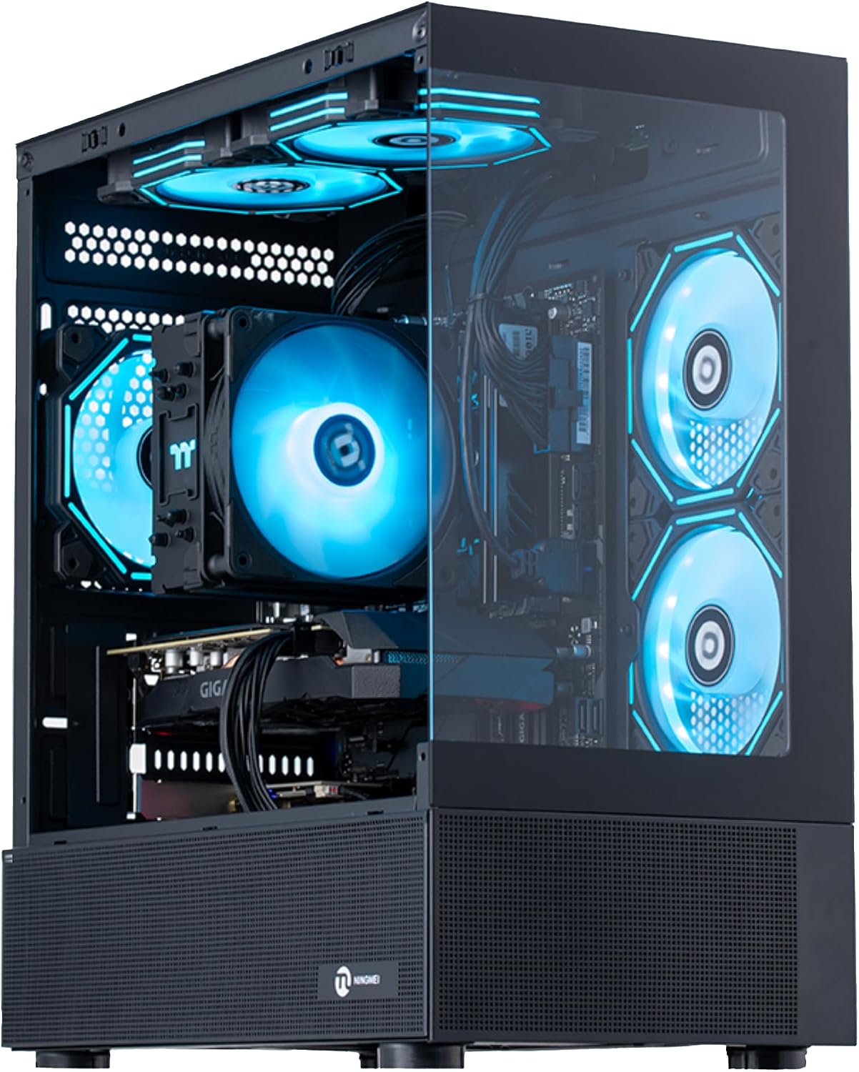 NINGMEI Gaming PC Desktop Computer,AMD Ryzen 5 5500 4.2 GHz,GeForce GTX 1660 Super 6GB,1TB NVMe SSD,16GB DDR4 3200MHz, Air Cooled Prebuilt,650W PSU,Windows 11 Home, Gamer PC, Black