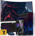 HP G3 Gaming Desktop PC Bundle with Core i7 32GB RAM 1TB SSD 32 inch Curved Monitor RTX 3060 Graphics RGB Keyboard with AI-Enabled Copilot Key Mouse Headphones Webcam Windows 11 (Renewed)