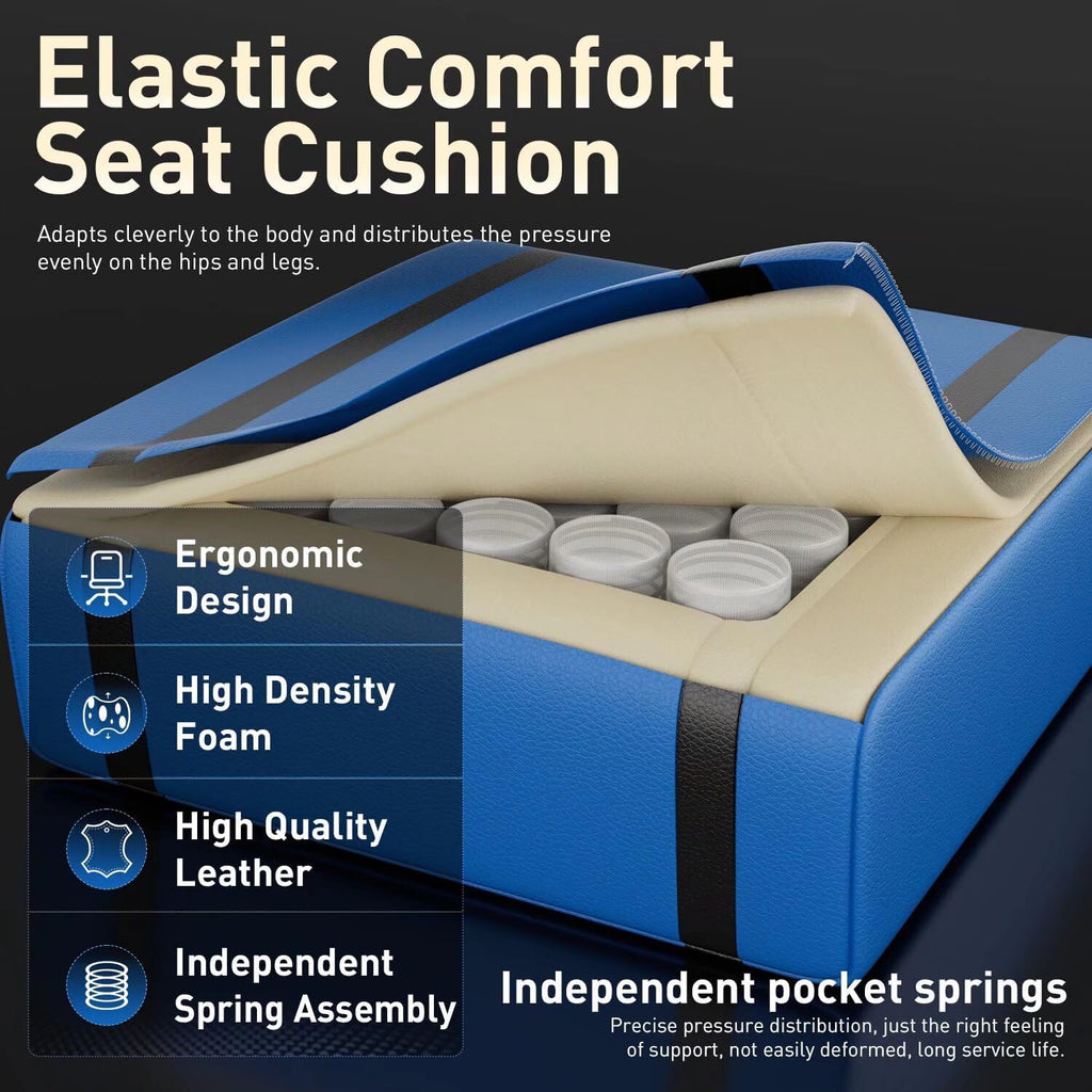 HLDIRECT Gaming Chair, Ergonomic Video Game Seat with 360° Swivel & Lumbar Massage, Computer Chair PU Leather Cushion for Adults Home/Office Use (Black & Blue)