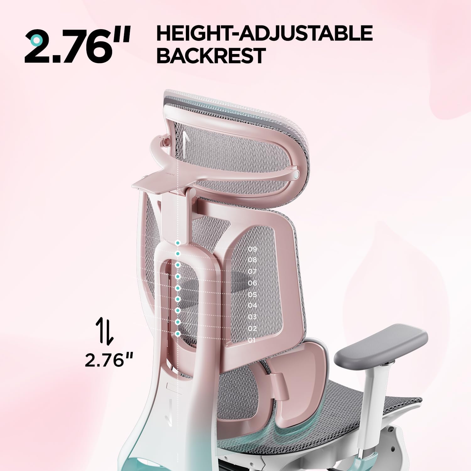 Hbada E3 Pro Ergonomic Office Chair, Big and Tall Office Chair - with 3-Zone Dynamic Lumbar Support, 4D Adjustable Headrest, 4D Adjustable Armrests, Swivel, Pink