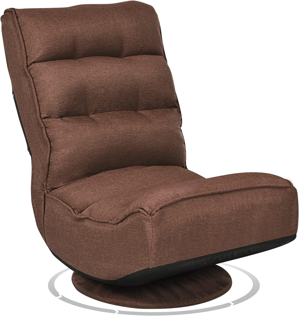 Giantex 360 Degree Swivel Gaming Chair, 6 Position Adjustable Folding Floor Chair, 300lb Spring Support, Comfortable Padded Backrest, Lazy Sofa Chair Game Rocker for Teens Adults (Coffee)