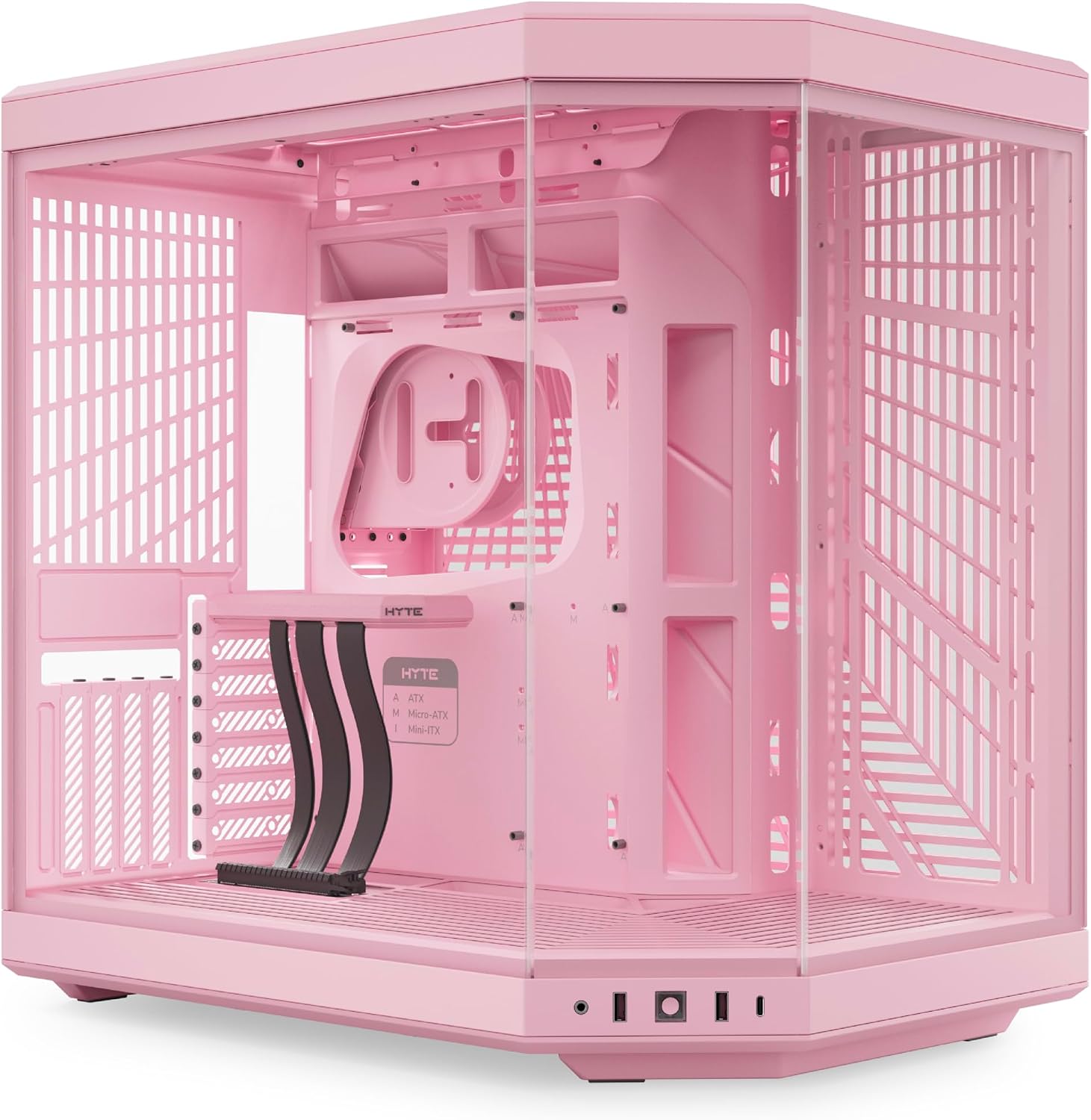 Hyte Y70 Mid-Tower ATX Gaming PC Desktop Case - Panoramic Tempered Glass - Dual Chamber - High Airflow Chassis - PCIE 4.0 Riser Cable Included - New Modern Aesthetic - Strawberry Milk (Pink)