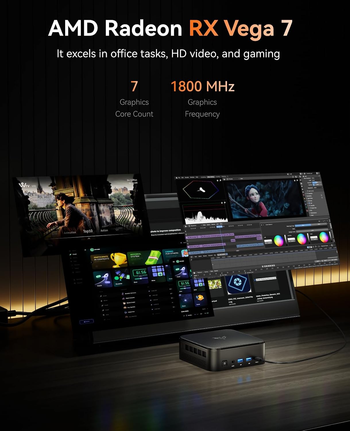 KAMRUI E3B Mini PC with AMD Ryzen 5 7430U (Beat 5500U, up to 4.3GHz), 16GB DDR4 512GB M.2 SSD Mini Computer, Mini Gaming PC with USB Type-C Supports Triple 4K Display, WiFi 6, BT 5.2