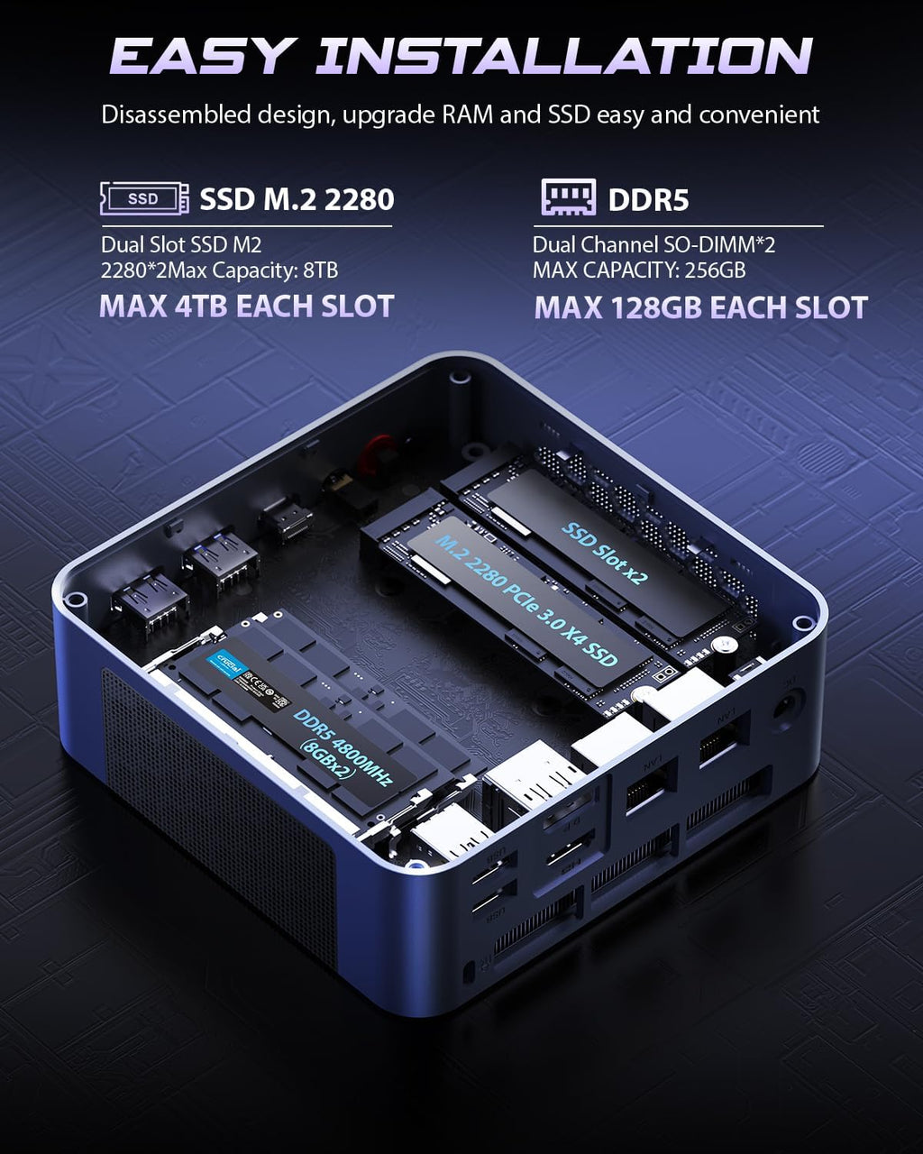 BOSGAME P3 Mix Mini PC, Mini Desktop with Ryzen 7640HS (up to 5.0 GHz), 16GB DDR5, 512GB PCIe SSD, 4K Triple Display, USB 4.0, Dual 2.5G LAN & Wi-Fi 6E & BT5.2, for Home Office Gaming