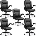 Leather Office Chair, PU Home Computer Desk Chairs with Ergonomic Back Support, 360°Swivel Free，Small Gaming Chair with Wheels and Adjustable Armrests, for Short People Use