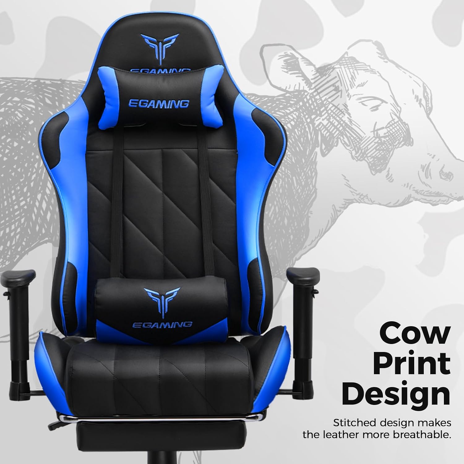 Gaming Chair, Big and Tall Video Game Chair with High Back PU Leather, Home Office Ergonomic Computer Chair with Footrest, Adjustable Height, 360° Swivel Wheels for Adults and Teens