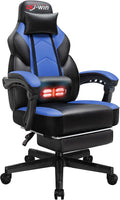 Gaming Chair with Footrest & Lumbar Support, Ergonomic Racing Style Computer Chair, 360° Swivel Height Adjustable Video Game Chair, Massage Office Chair Gaming Equipment, Blue