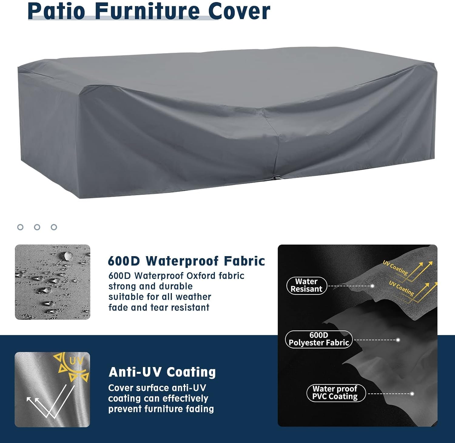 Amopatio Outdoor Patio Furniture Set 7 Pieces Patio Conversation Set Sectional Couch Sofa with All-Weather Cover, Glass Table & Thicken Cushion Fits Garden Yard Porch