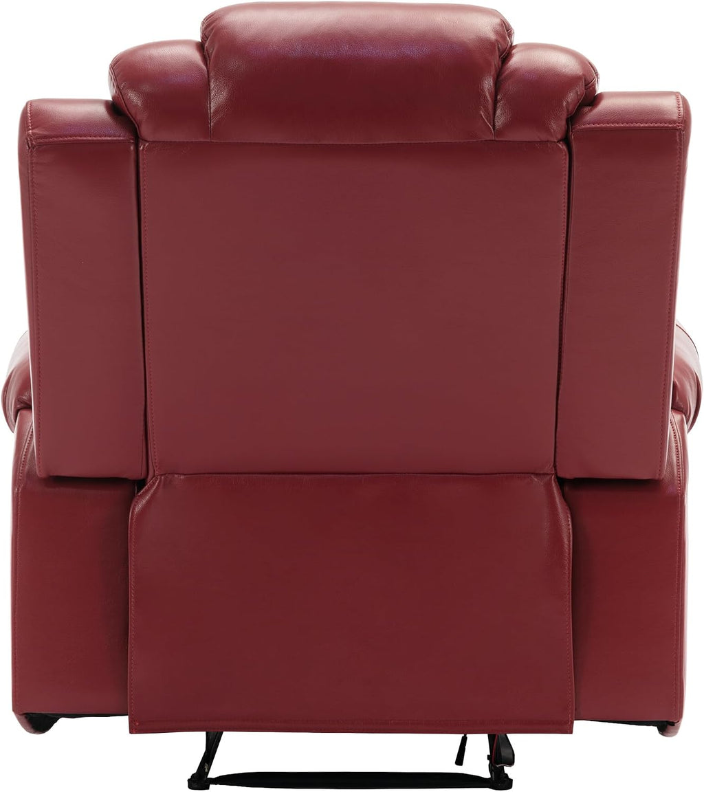 Merax Home Theater Seating Manual Recliner Chair with LED Light Strip for Living Room,Bedroom, Wind Red
