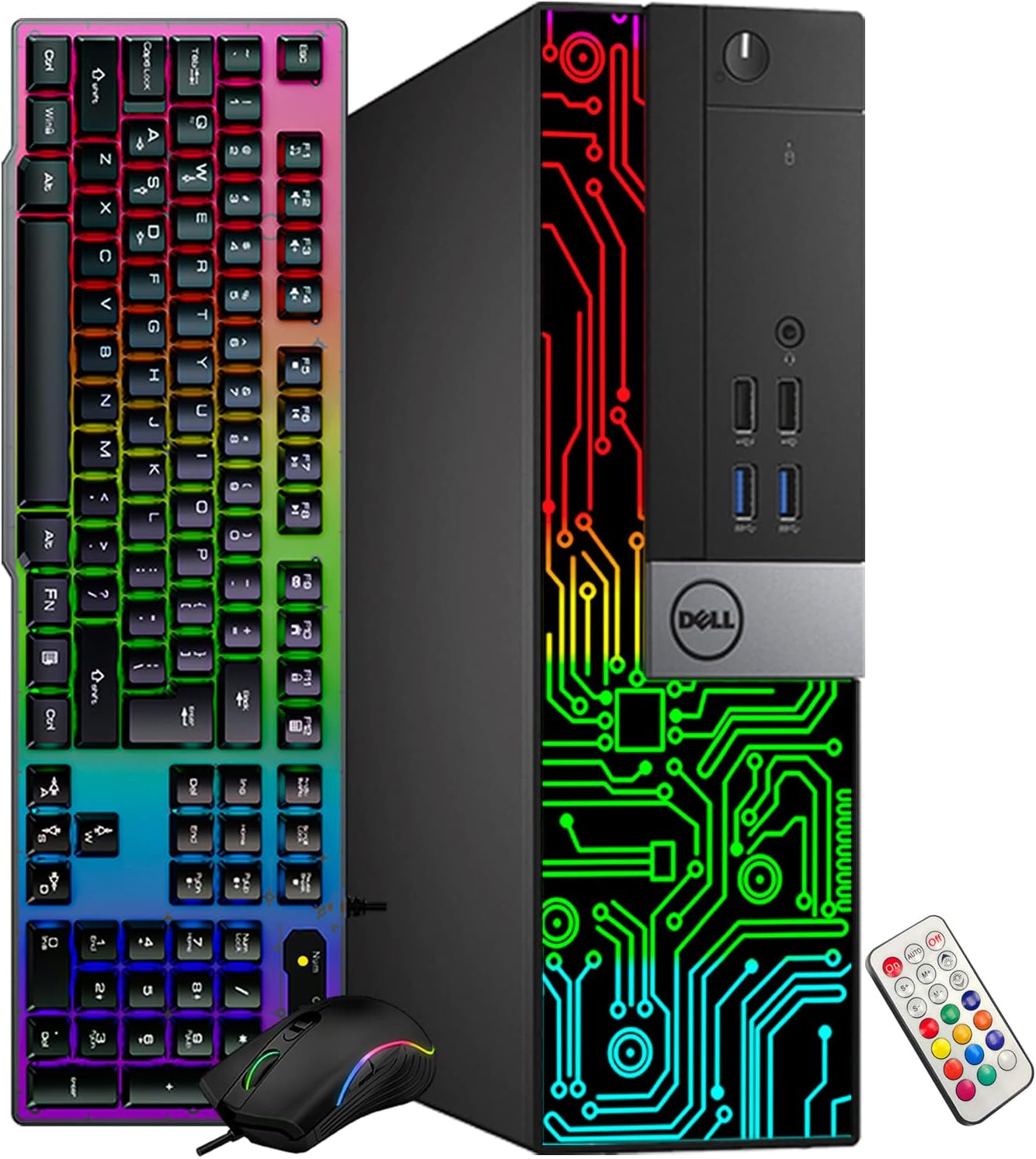 Dell OptiPlex 5060 SFF RGB Computer PC, Intel Core i5-8500, GeForce GT 1030 2GB GDDR5, 32GB RAM, 512GB NVMe, 1TB HDD, 22 Inch HDMI Monitor, Gaming Speakers, WiFi, Bluetooth, Windows 11 Pro (Renewed)