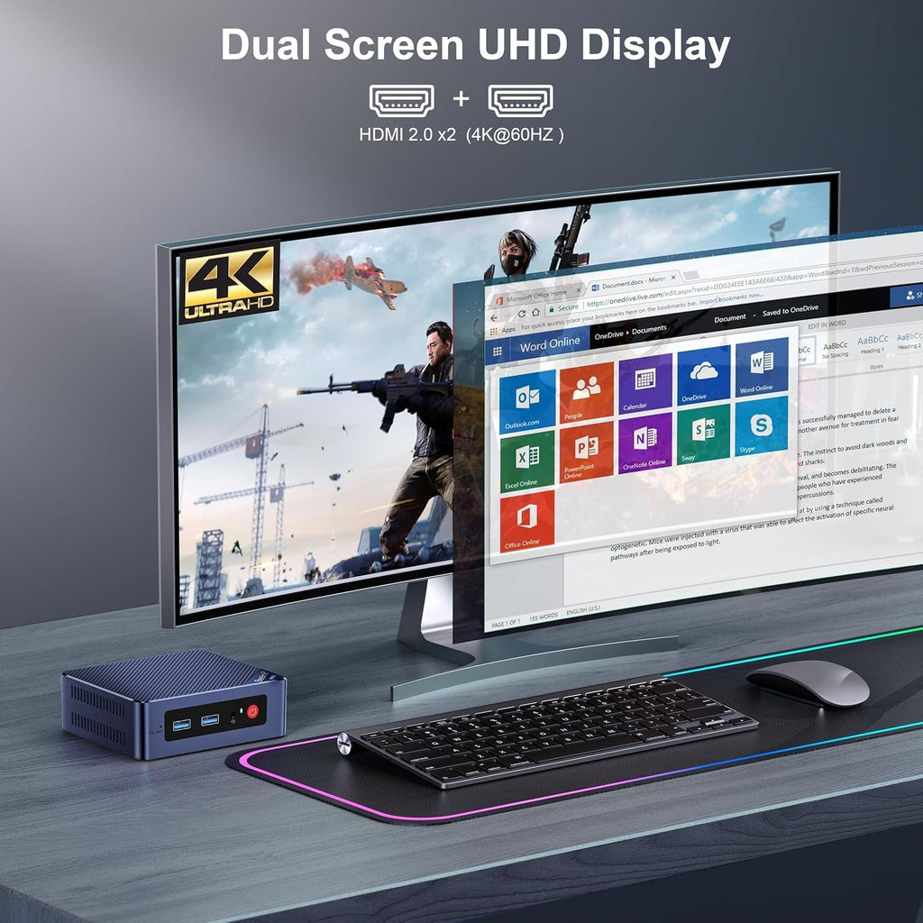 Beelink Mini PC Intel 12th N95(Up to 3.4GHz), 8GB DDR4 256GB SSD, Micro PC 4K Dual HDMI Display/2.5Gbps LAN/WiFi5/BT4.2/USB3.2/WOL Home/Office Mini Computer