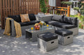Tangkula 8 Piece Patio Wicker Furniture Set, Patiojoy Space Saving Outdoor PE Rattan Conversation Set with Storage Box & Waterproof Cover, Coffee Table, 2 Ottomans, 2 Armless Sofas & 2 Corner Sofas