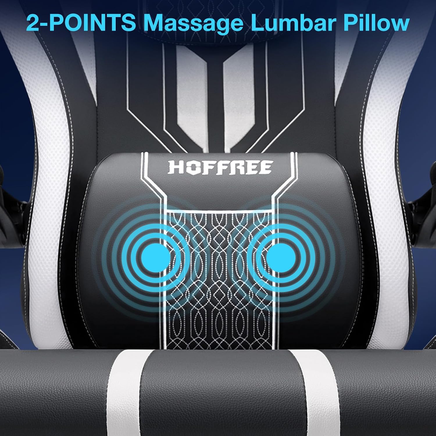 HOFFREE LED Gaming Chair with Bluetooth Speakers Massage Gaming Chair with RGB Lights Big and Tall Game Chairs for 400lbs Heavy People High Back Computer Desk Chair with Footrest White and Black