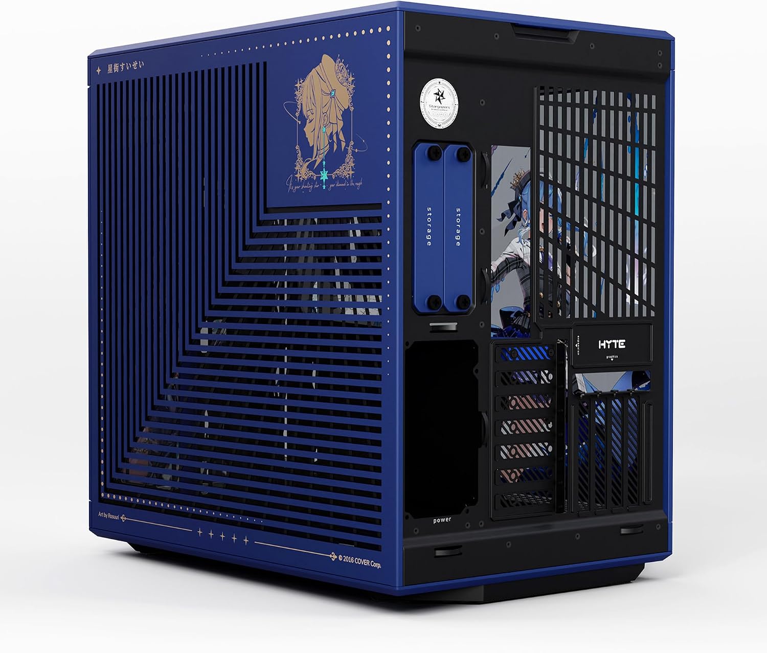 Hyte Y70 Hoshimachi Suisei Official Licensed - Mid-Tower ATX Gaming PC Desktop Case - Panoramic Tempered Glass - Dual Chamber - High Airflow Chassis - PCIE 4.0 Riser Cable Included - Blue