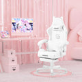 Vigosit White Dog Gaming Chair with Footrest, Ergonomic Cute Gamer Chair for Girls and Women, Comfortable Desk Computer Chair Adults Teens