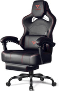 VITESSE Big and Tall Gaming Chair 400lb Weight Capacity with Footrest, Ergonomic Video Game Chair for Adults with Oversized Headrest and Lumbar Pillow, Computer Chair Gaming for Office (Black+Red)