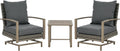 Outsunny 3-Piece Patio Wicker Bistro Set with Cushions, Aluminum Frame Outdoor PE Rattan Conversation Furniture with 2 Rocking Chairs, Slat Top Coffee Table for Porch, Backyard, Garden, Dark Gray