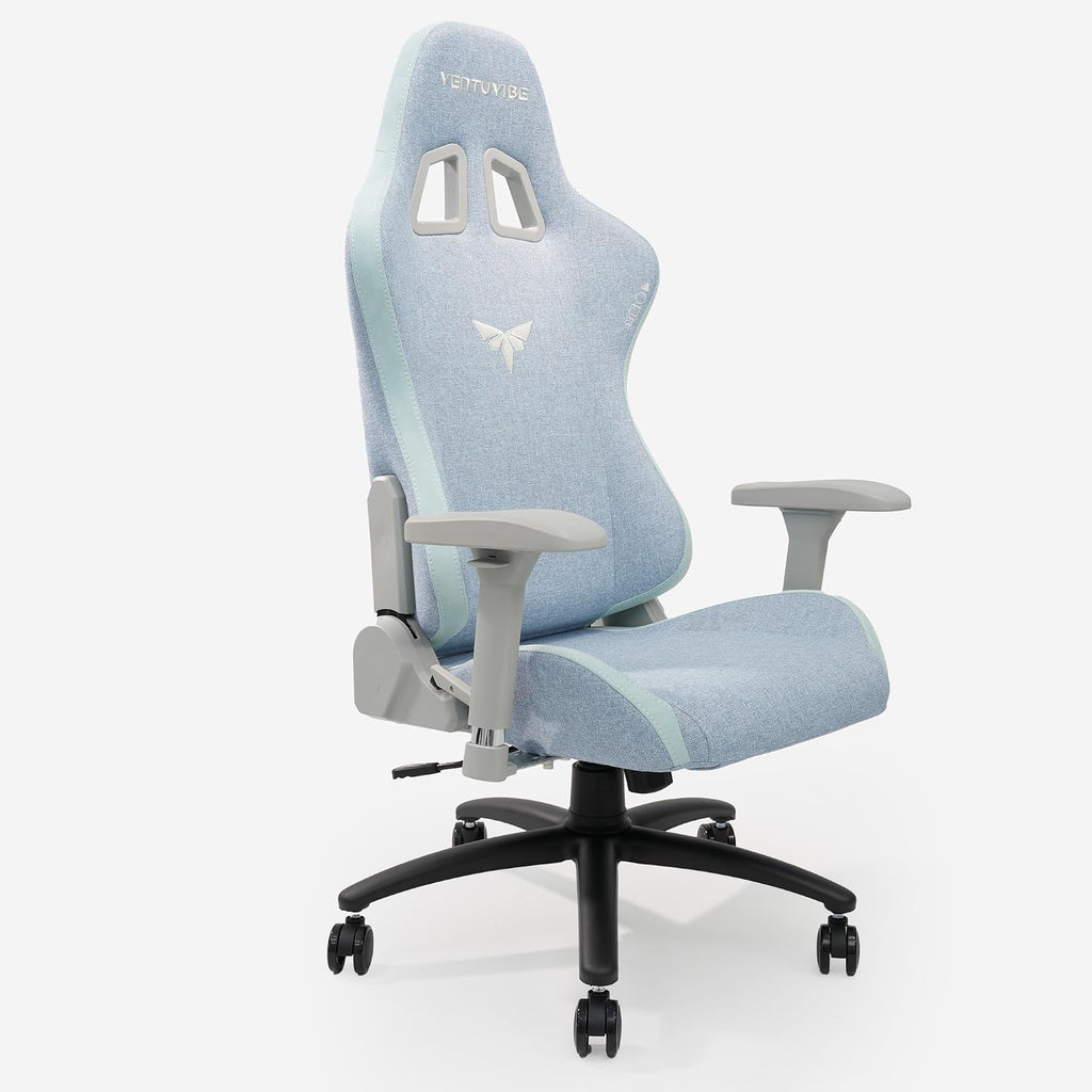Gaming Chair 4D Adjustable Armrests - 155° Reclining & 320lb Capacity, High Back Ergonomic Computer Chair with Lumbar Support, Fabric Office Chair for Adults (Blue)