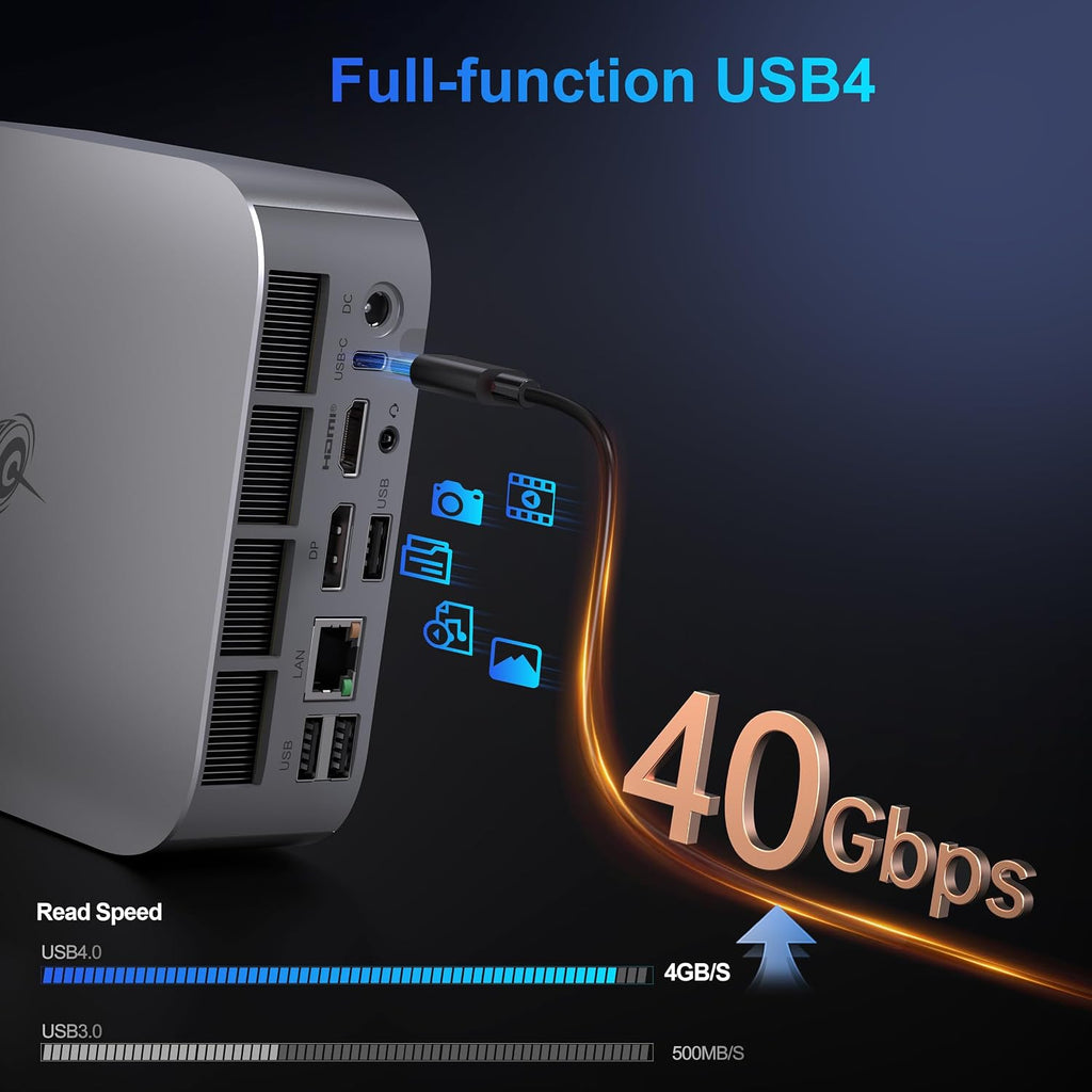 Beelink SER8 Mini PC, AMD Ryzen 7 8745HS(Max 4.9GHz), 24GB DDR5 5600MHz 1TB PCIE4.0 SSD Mini Desktop Computer,Radeon 780M Graphics 12 core 2600MHz, 4K Triple Display USB4/DP/HDMI, 2.5G LAN Micro PC