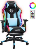 HOFFREE RGB LED Gaming Chair for Kids Reclining Gaming Chairs for Teens 8-15 Computer Chair with RGB Lights Kids PC Game Chair with Footrest and Lumbar Support Video Game Chairs Blue and Black