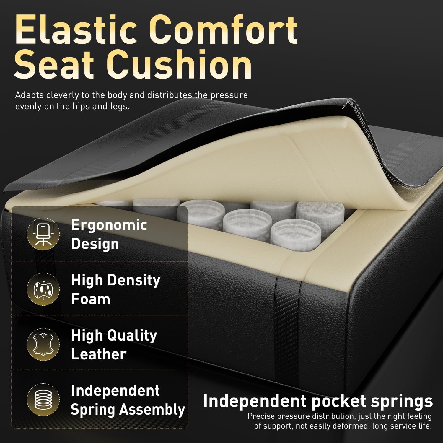 HLDIRECT Gaming Chair, Ergonomic Video Game Seat with 360° Swivel & Lumbar Massage, Computer Chair PU Leather Cushion for Adults Home/Office Use (Black)