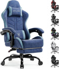 GTPLAYER Gaming Chair with Footrest, Computer Gaming Chair for Adults and Kids, Height Adjustable Gamer Chair with 90-155° Recline & Removable Headrest Lumbar Support,Performance Fabric Blue